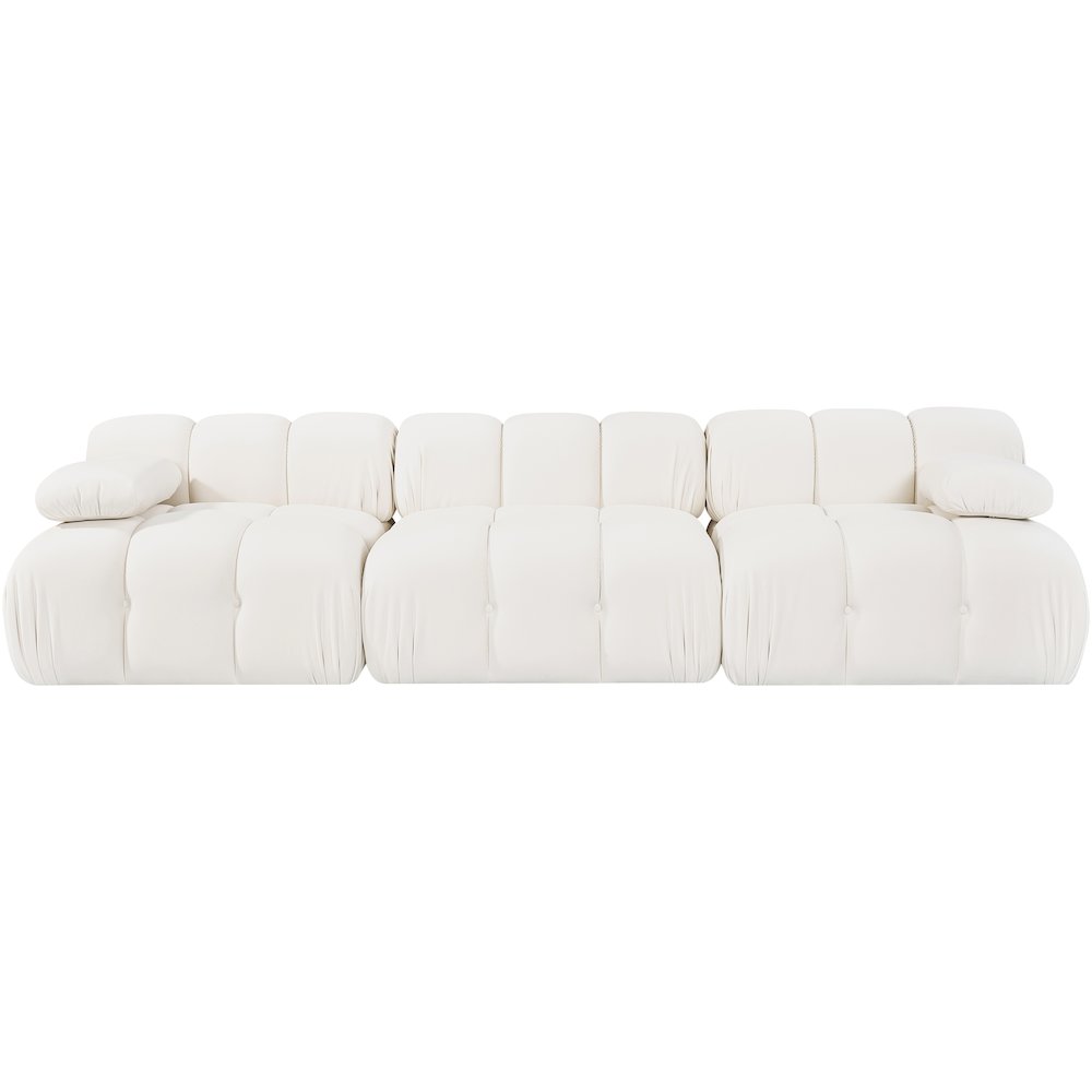 Orin Cream Velvet Performance Fabric Upholstered 3 pc. Modular Sofa