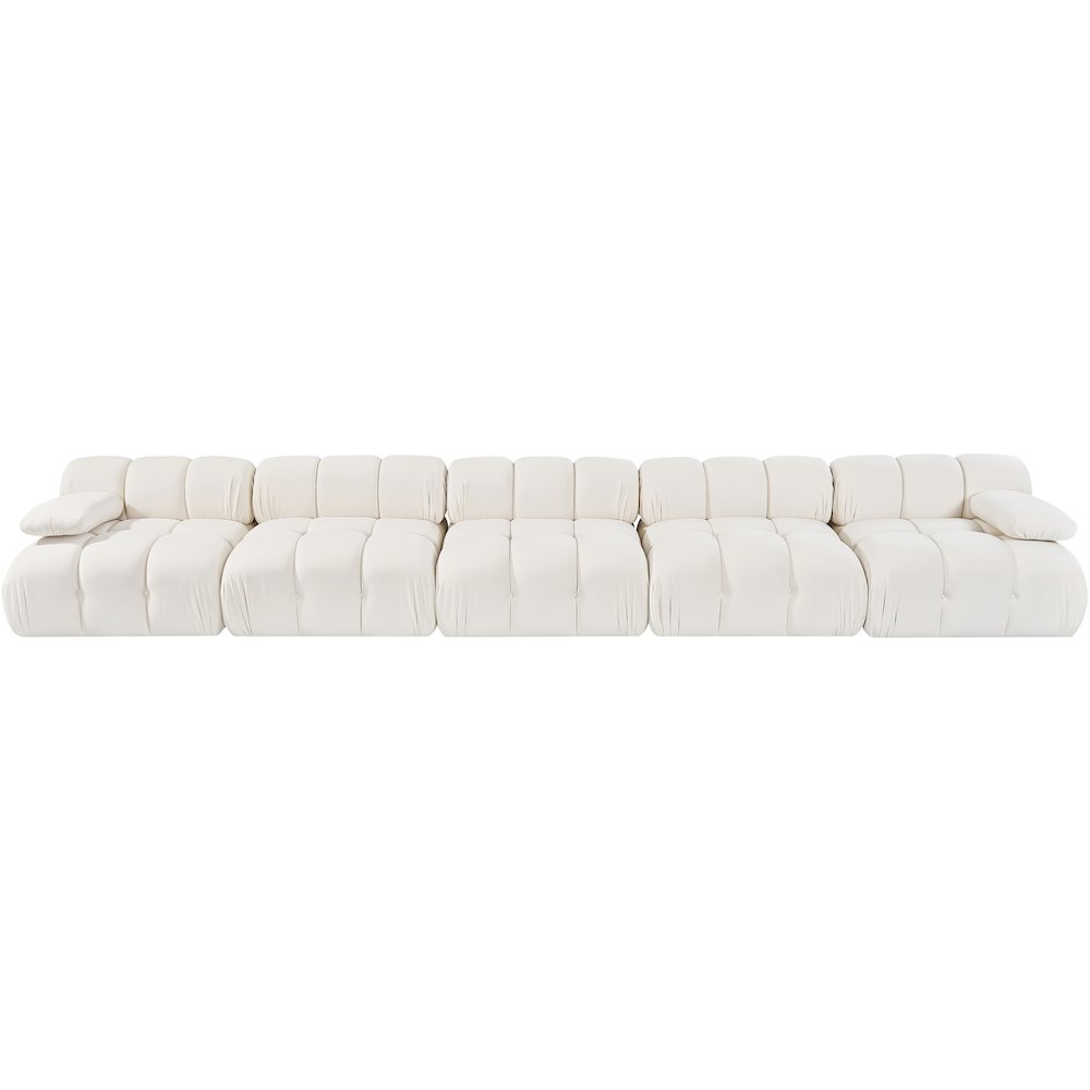 Orin Cream Velvet Performance Fabric Upholstered 5 pc. Modular Sofa