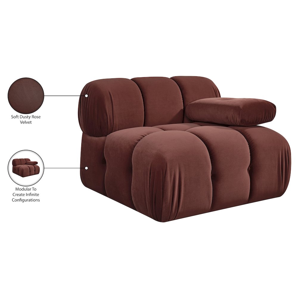 Orin Rose Velvet Performance Fabric Upholstered Modular Chair