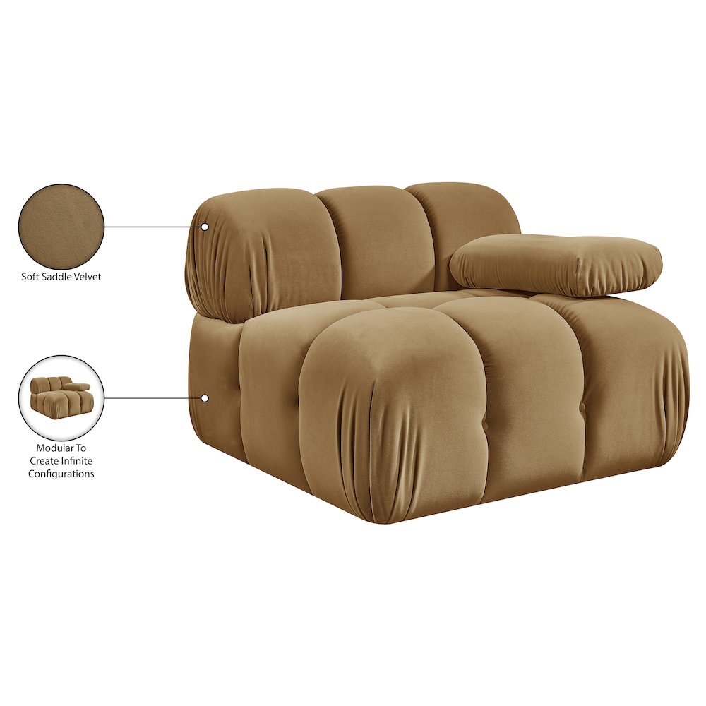 Orin Saddle Velvet Performance Fabric Upholstered Modular Chair