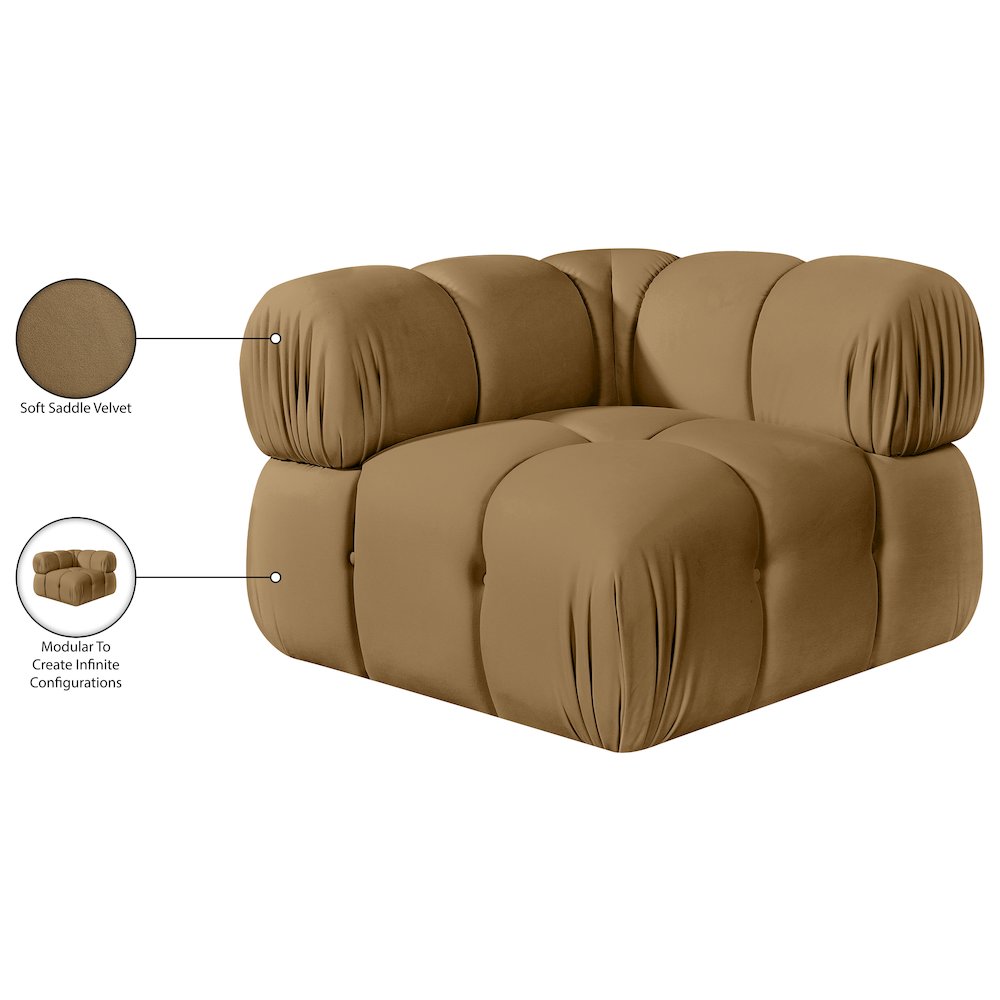 Orin Saddle Velvet Performance Fabric Upholstered Modular Corner Chair