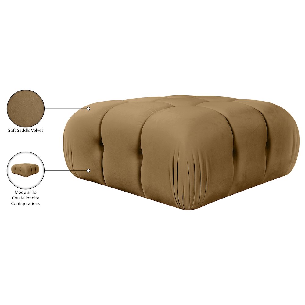 Orin Saddle Velvet Performance Fabric Upholstered Modular Ottoman