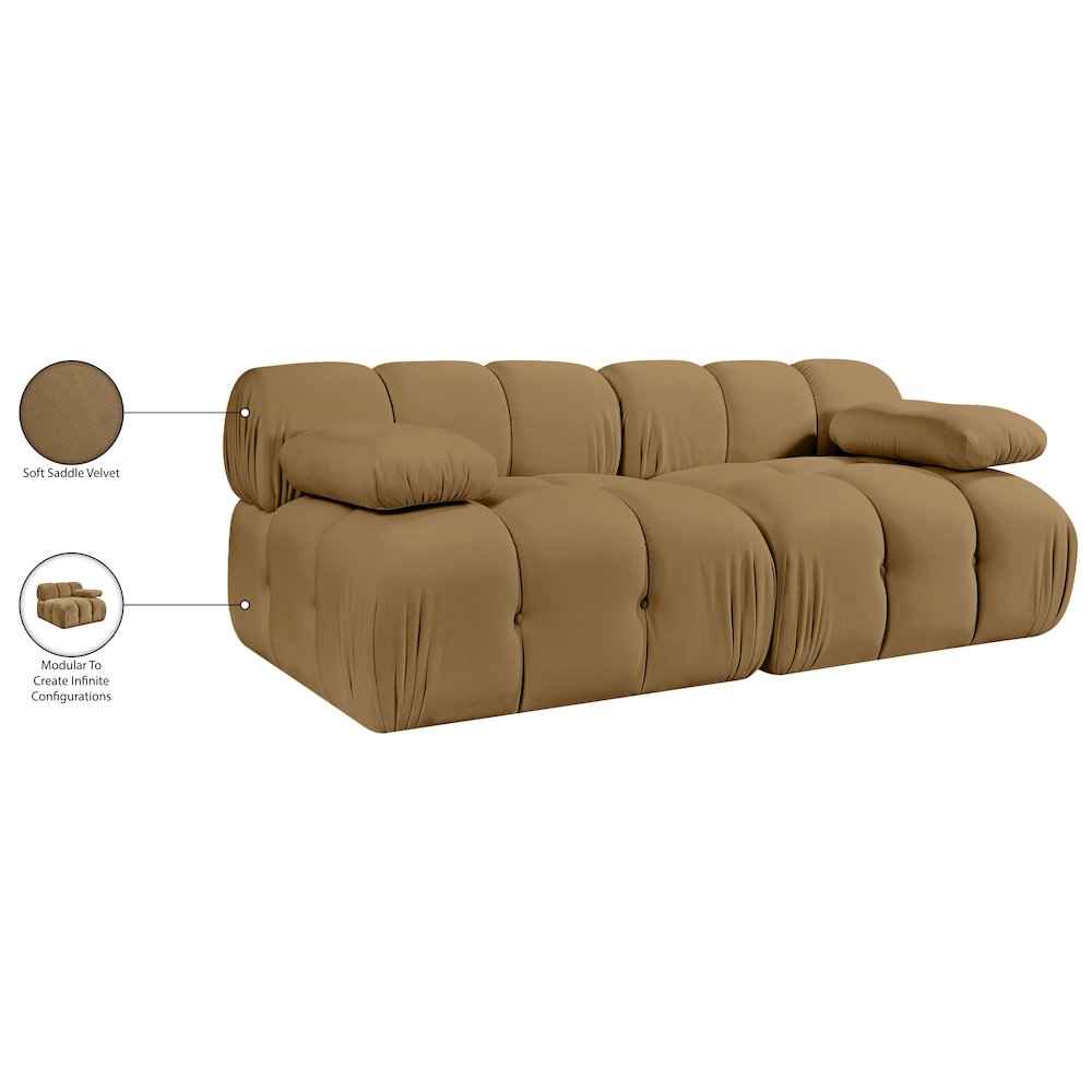 Orin Saddle Velvet Performance Fabric Upholstered 2 pc. Modular Sofa
