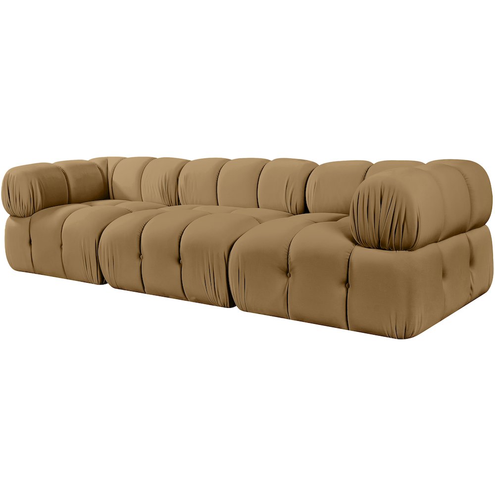 Orin Saddle Velvet Performance Fabric Upholstered 3 pc. Modular Sofa