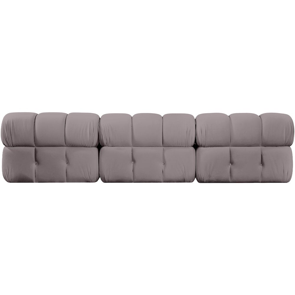 Orin Taupe Velvet Performance Fabric Upholstered 3 pc. Modular Sofa
