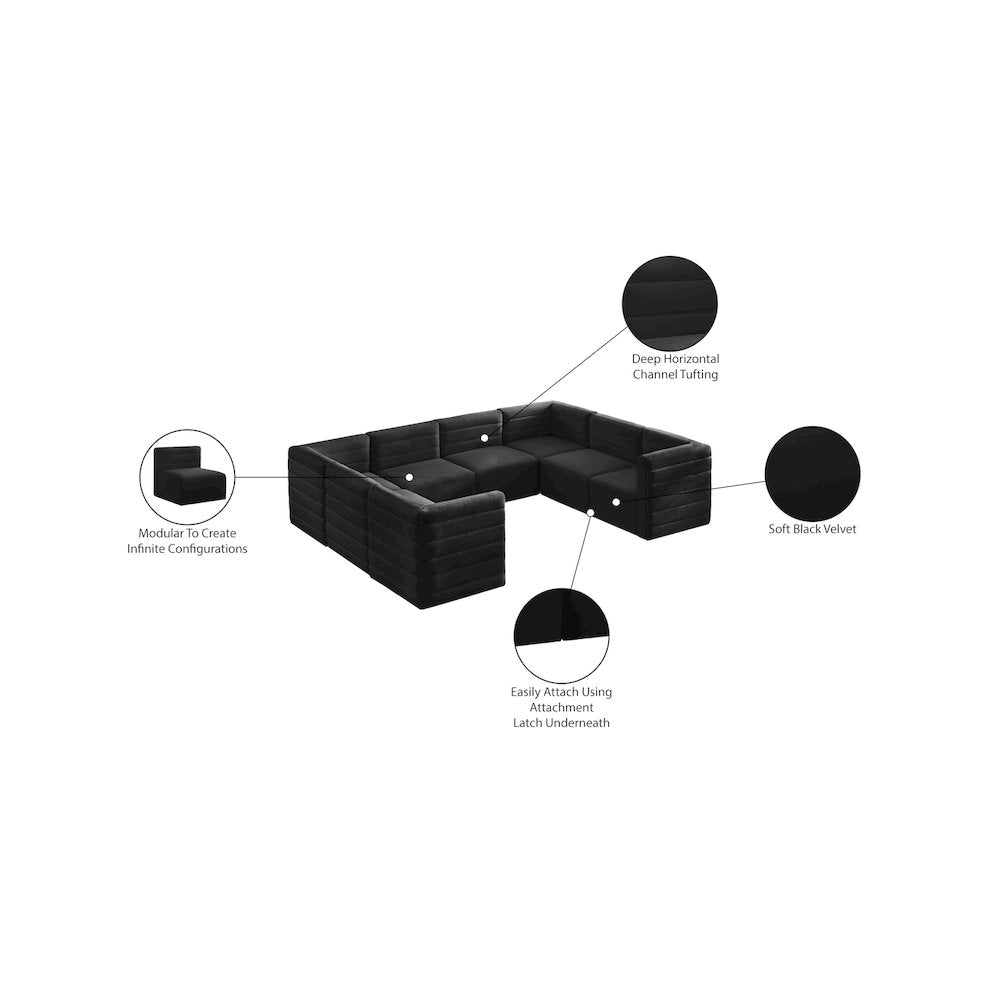 Quincy Black Velvet Modular Sectional