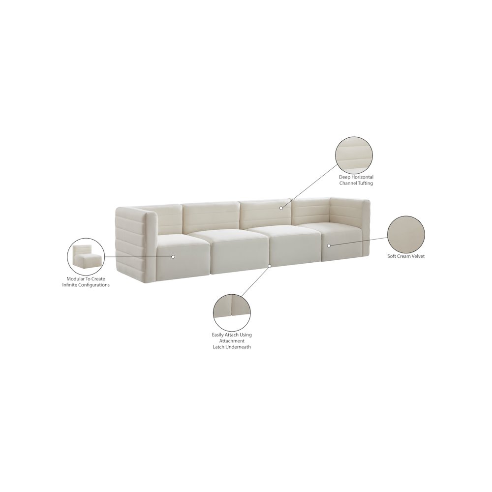 Quincy Cream Velvet Modular Sofa