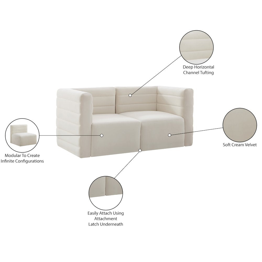 Quincy Cream Velvet Modular Sofa