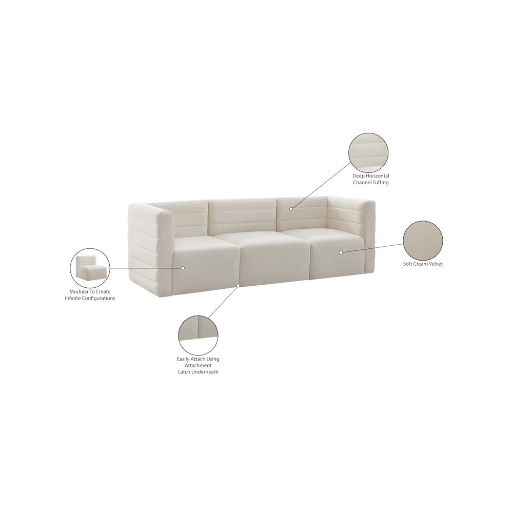 Quincy Cream Velvet Modular Sofa