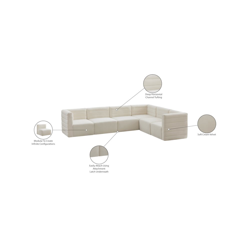 Quincy Cream Velvet Modular Sectional