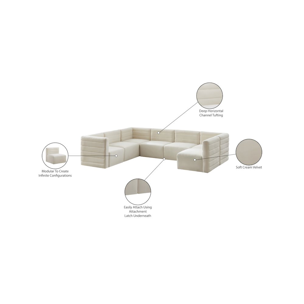 Quincy Cream Velvet Modular Sectional