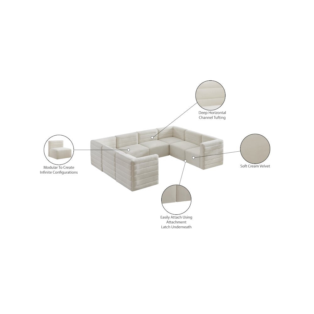 Quincy Cream Velvet Modular Sectional