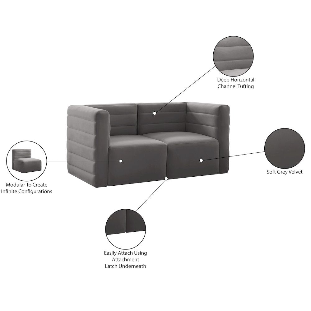 Quincy Grey Velvet Modular Sofa
