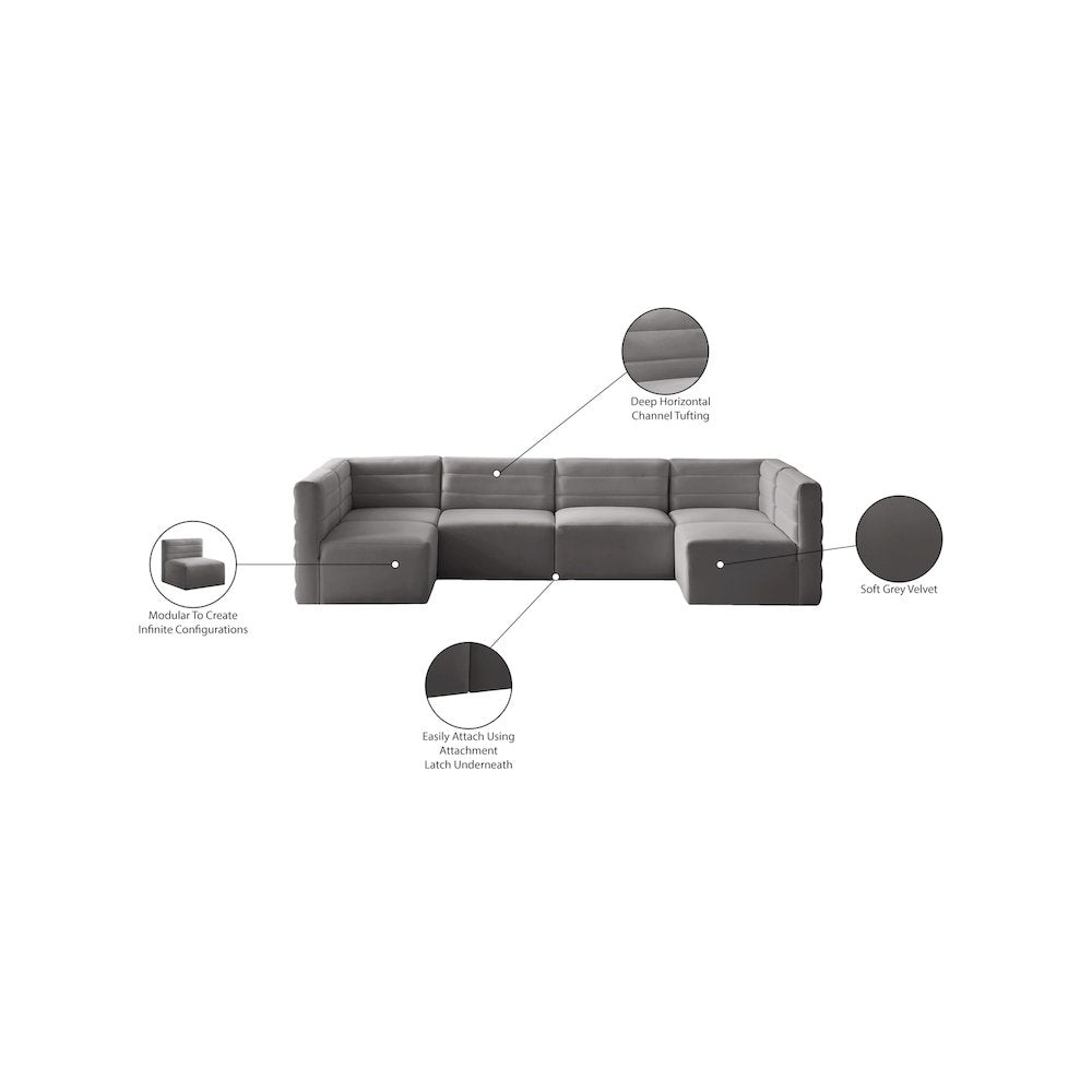 Quincy Grey Velvet Modular Sectional