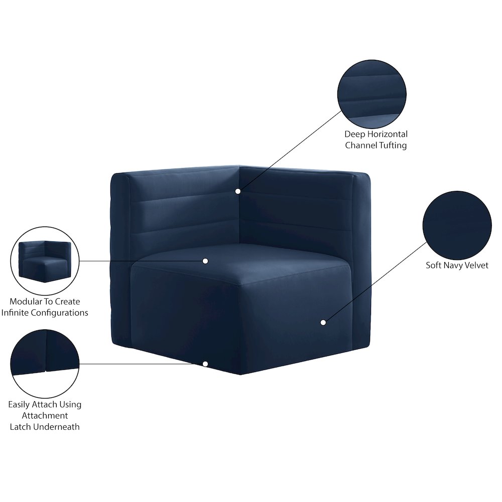 Quincy Navy Velvet Modular Corner Chair