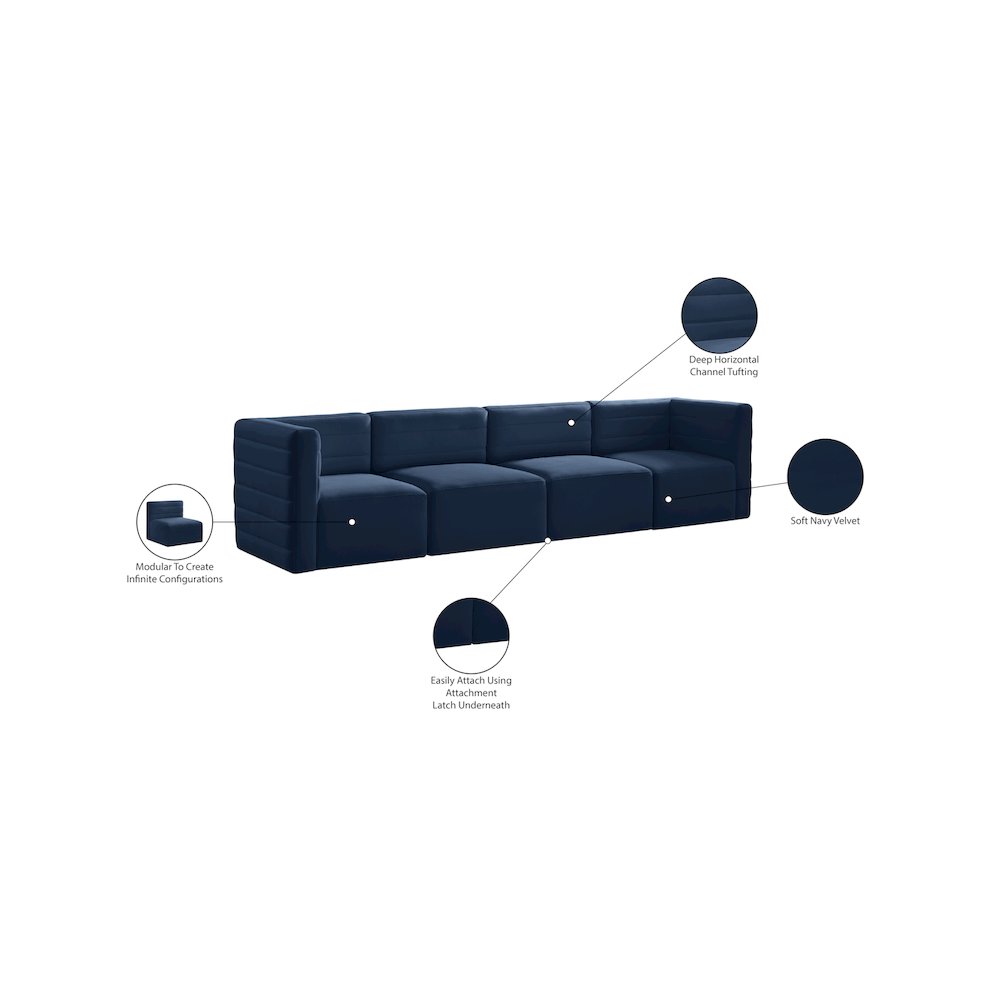 Quincy Navy Velvet Modular Sofa