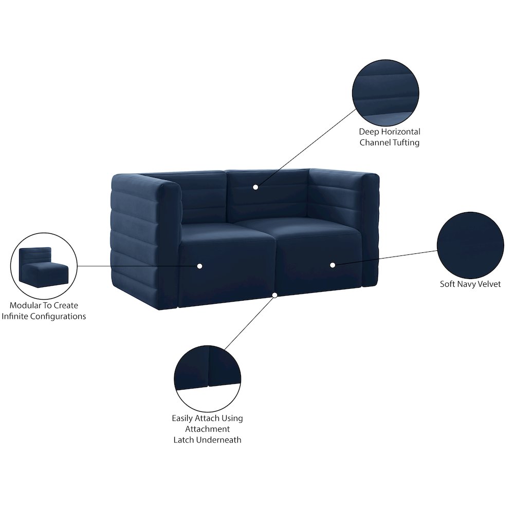Quincy Navy Velvet Modular Sofa