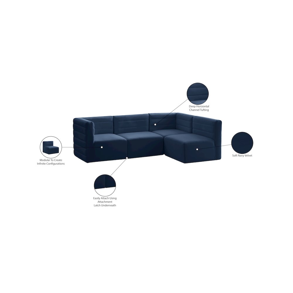 Quincy Navy Velvet Modular Sectional