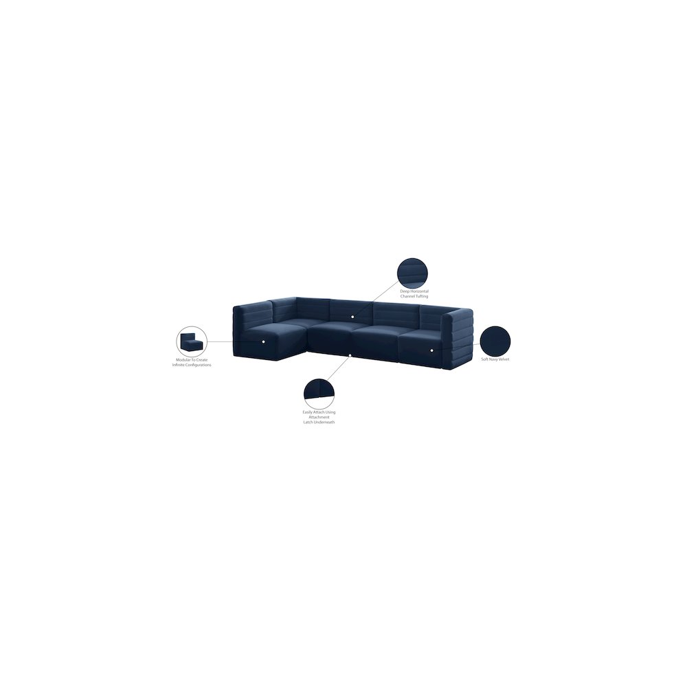Quincy Navy Velvet Modular Sectional