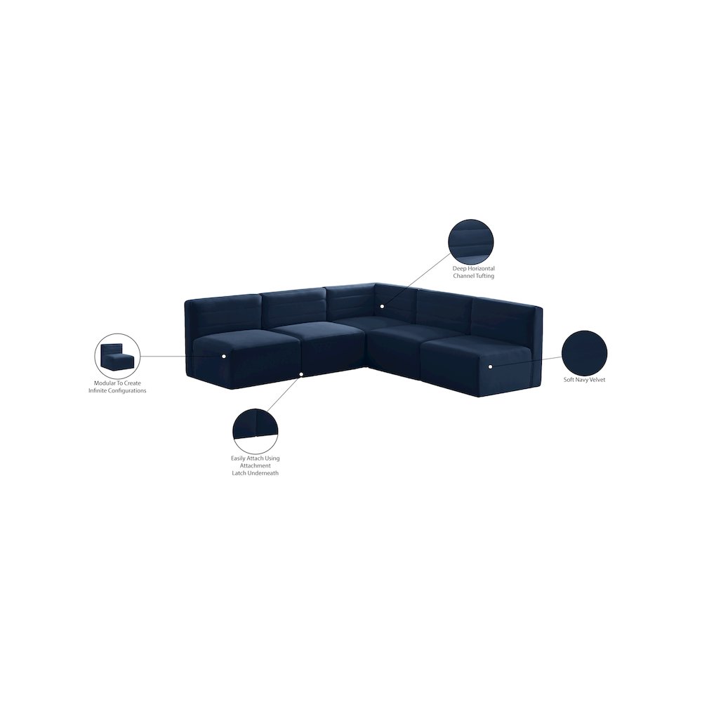 Quincy Navy Velvet Modular Sectional