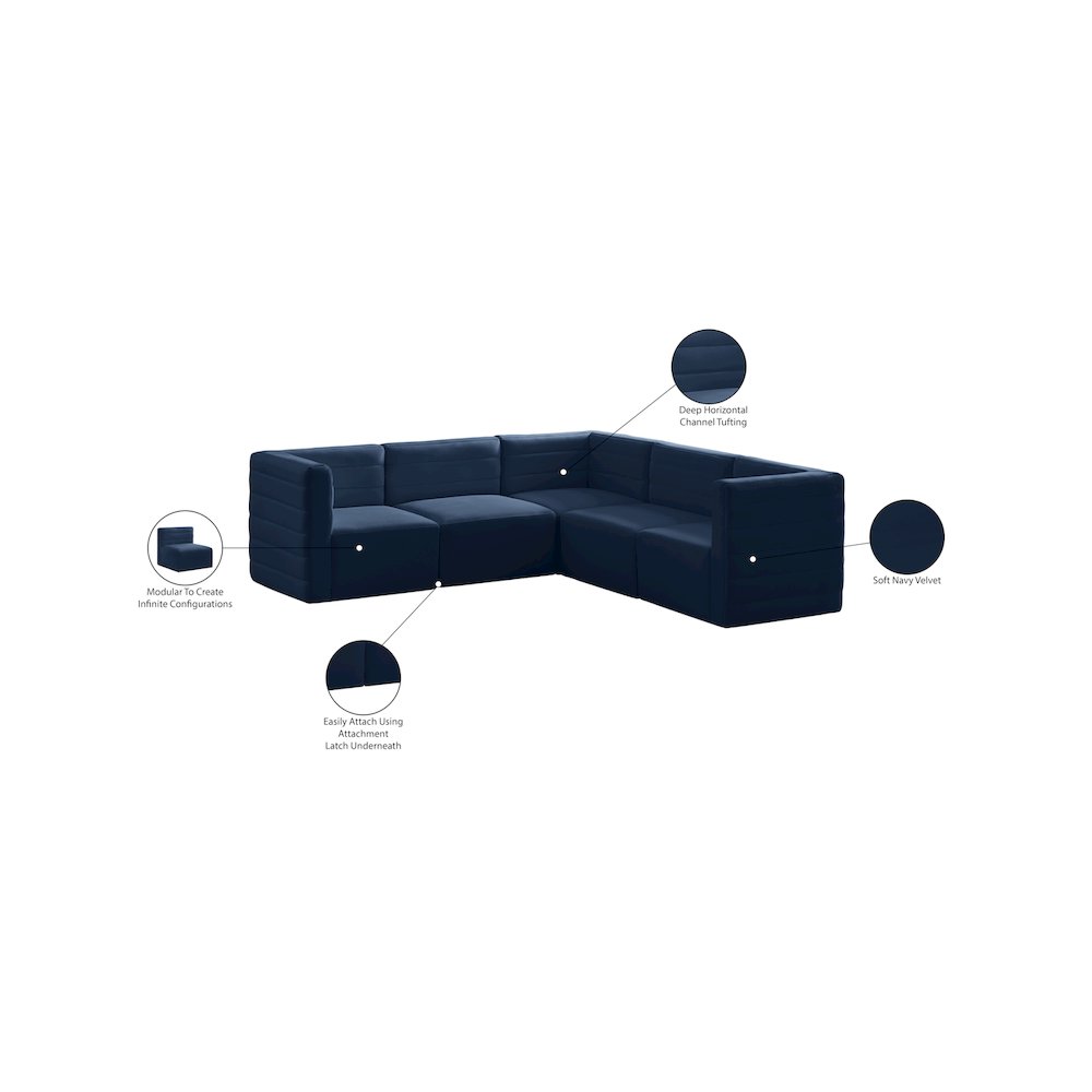 Quincy Navy Velvet Modular Sectional