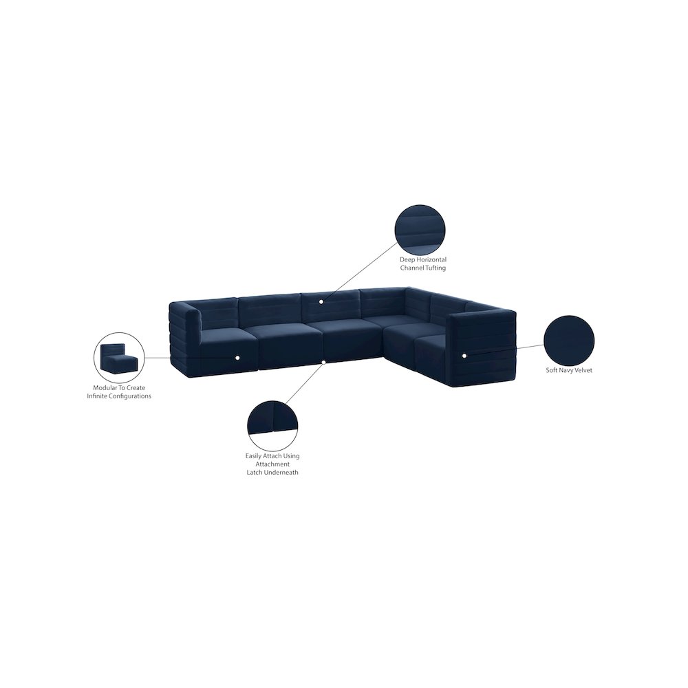 Quincy Navy Velvet Modular Sectional