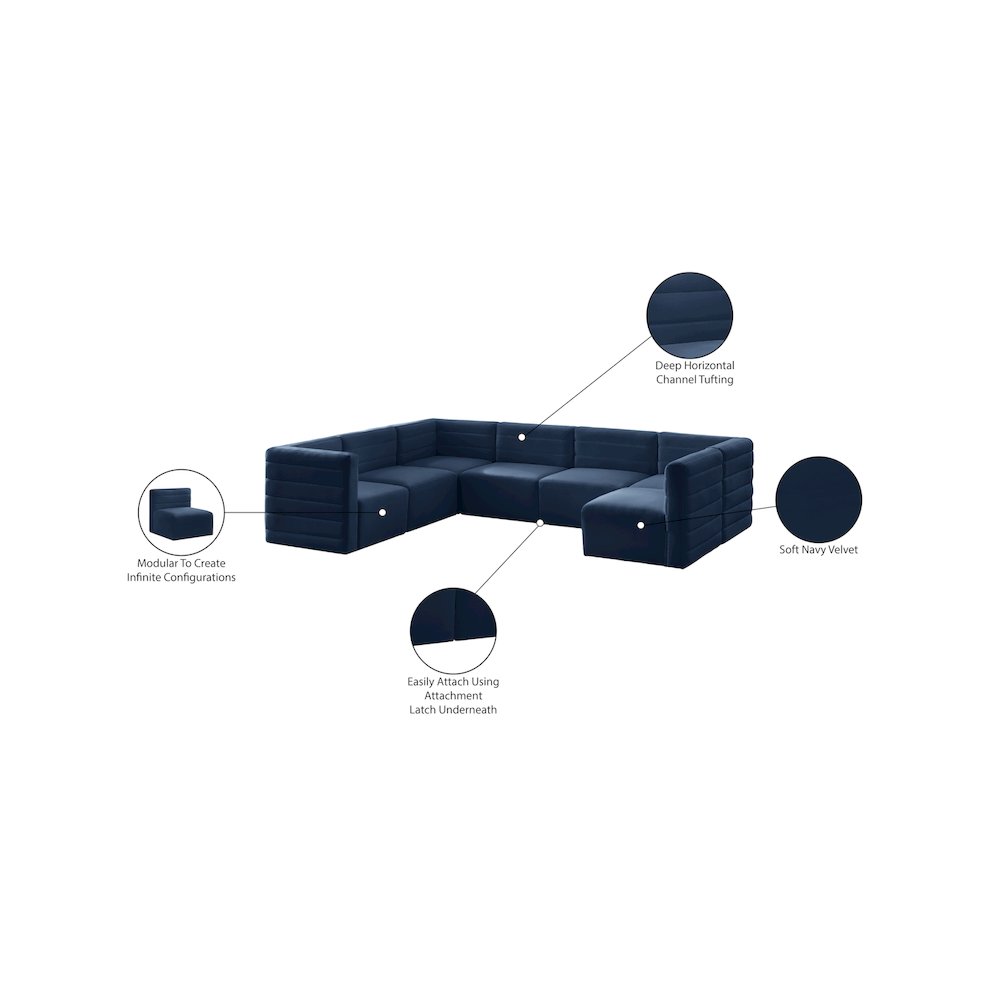 Quincy Navy Velvet Modular Sectional