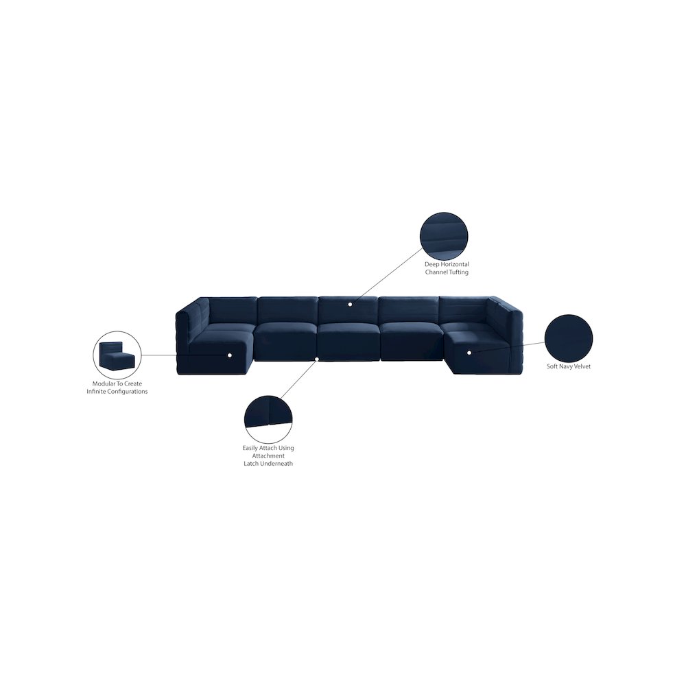 Quincy Navy Velvet Modular Sectional