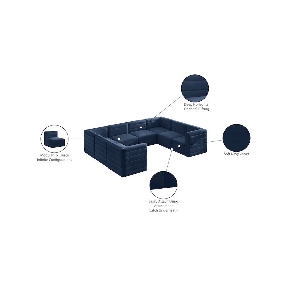 Quincy Navy Velvet Modular Sectional