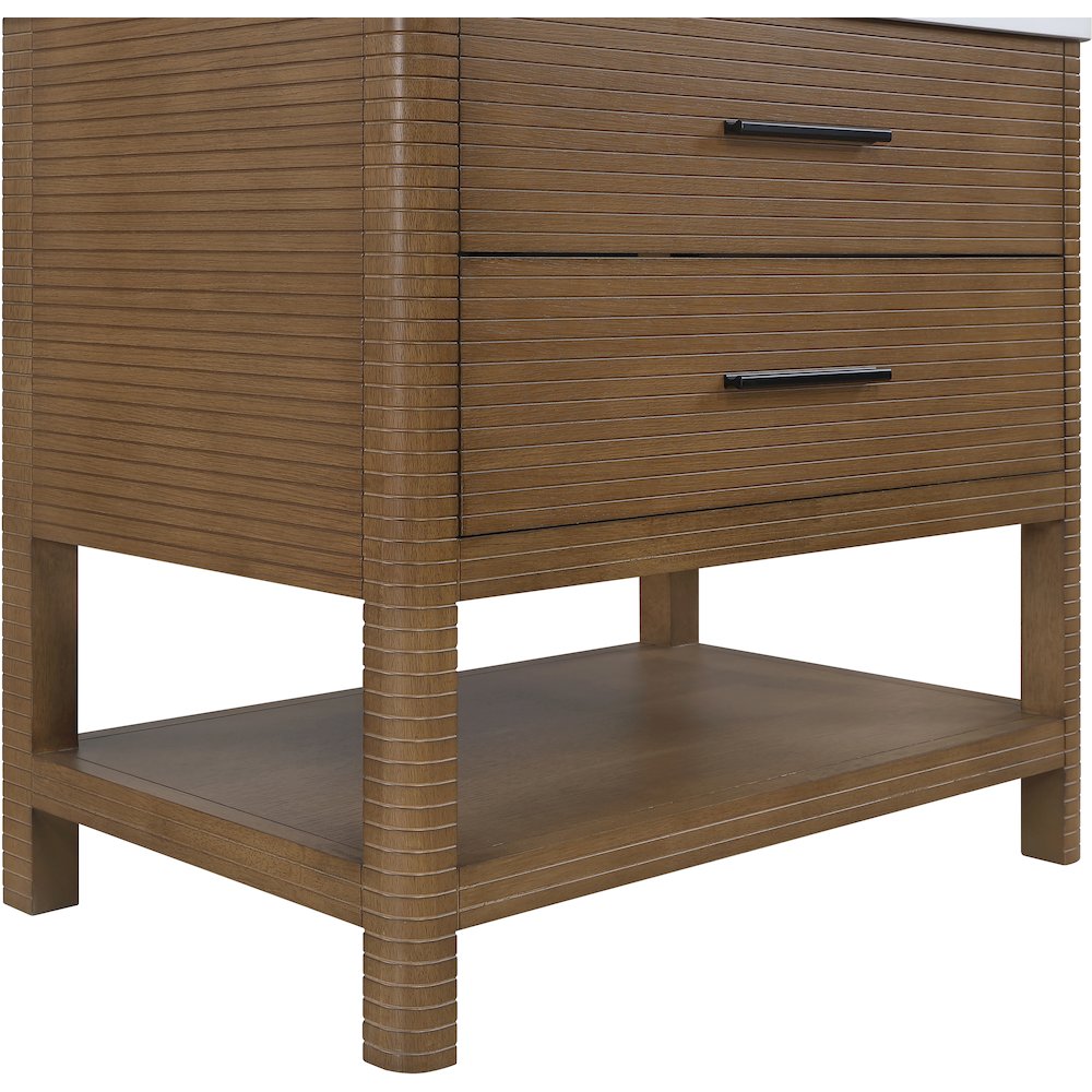 Oakwell 36" Brown Engineered Stone And Solid Wood Bathroom Vanity
