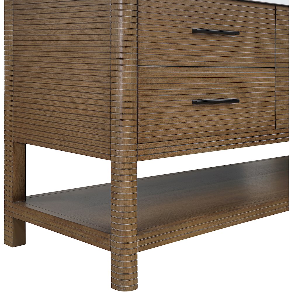 Oakwell 72" Brown Engineered Stone And Solid Wood Bathroom Vanity