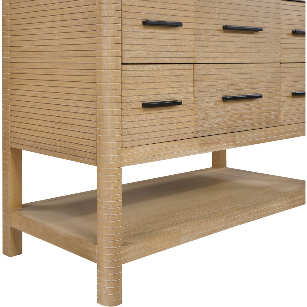 Oakwell 48" Natural Engineered Stone And Solid Wood Bathroom Vanity