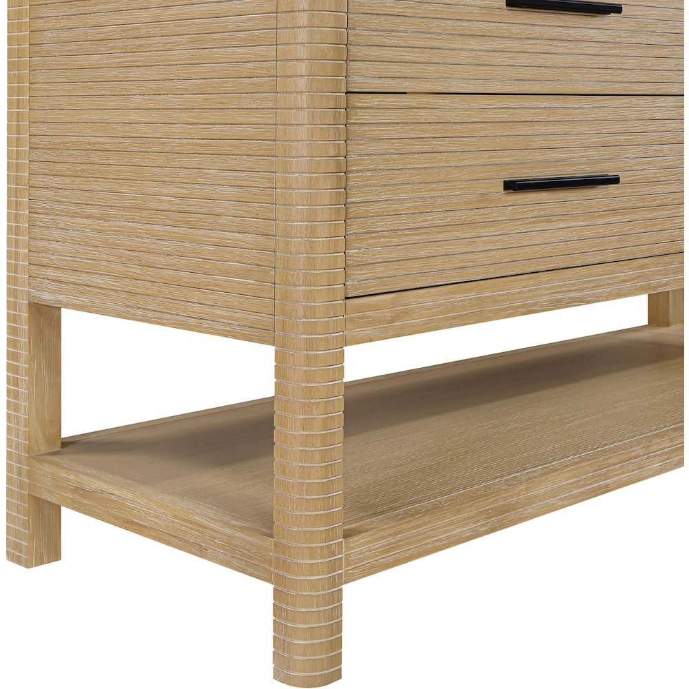 Oakwell 60" Natural Engineered Stone And Solid Wood Bathroom Vanity