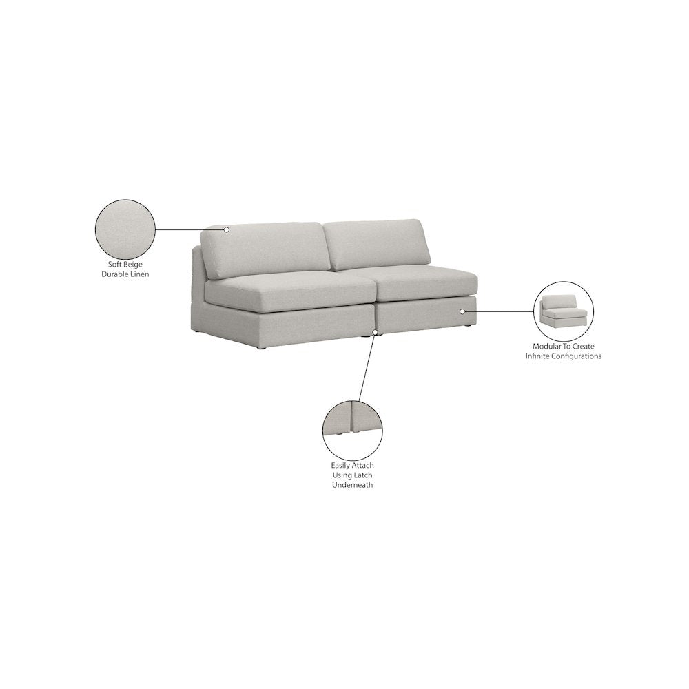 Beckham Beige Durable Linen Textured Fabric Modular Sofa