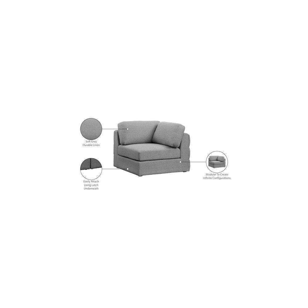 Beckham Grey Durable Linen Textured Fabric Corner