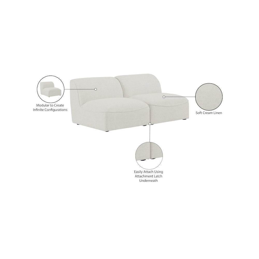 Miramar Cream Durable Linen Textured Modular Sofa