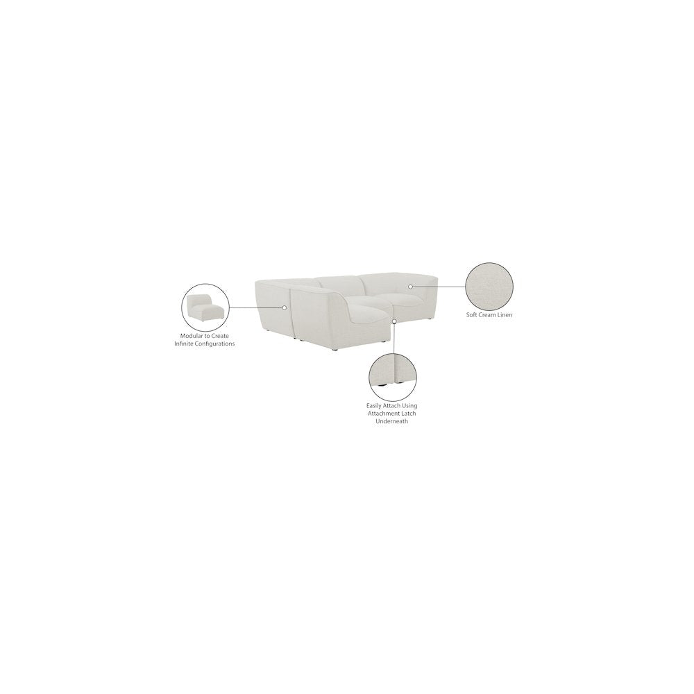 Miramar Cream Durable Linen Textured Modular Sectional