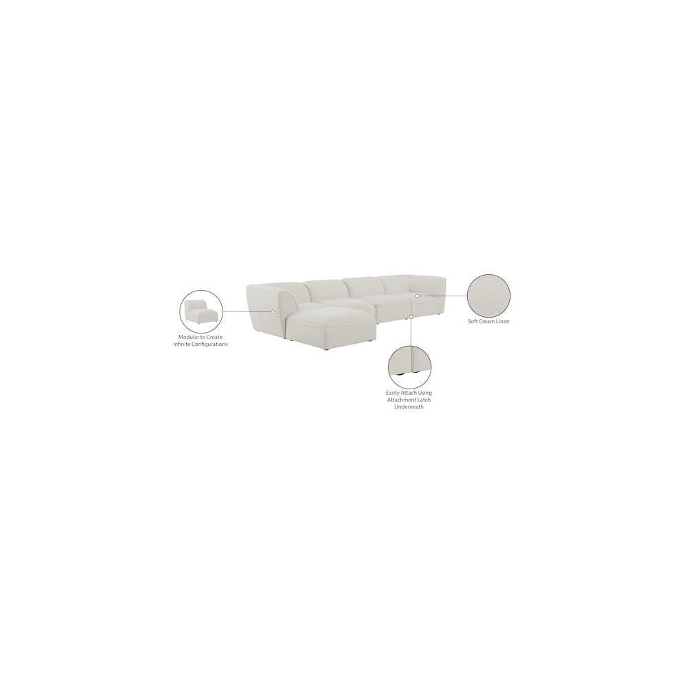 Miramar Cream Durable Linen Textured Modular Sectional