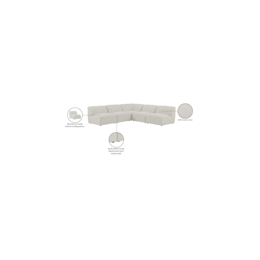 Miramar Cream Durable Linen Textured Modular Sectional