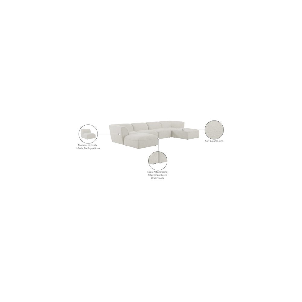 Miramar Cream Durable Linen Textured Modular Sectional