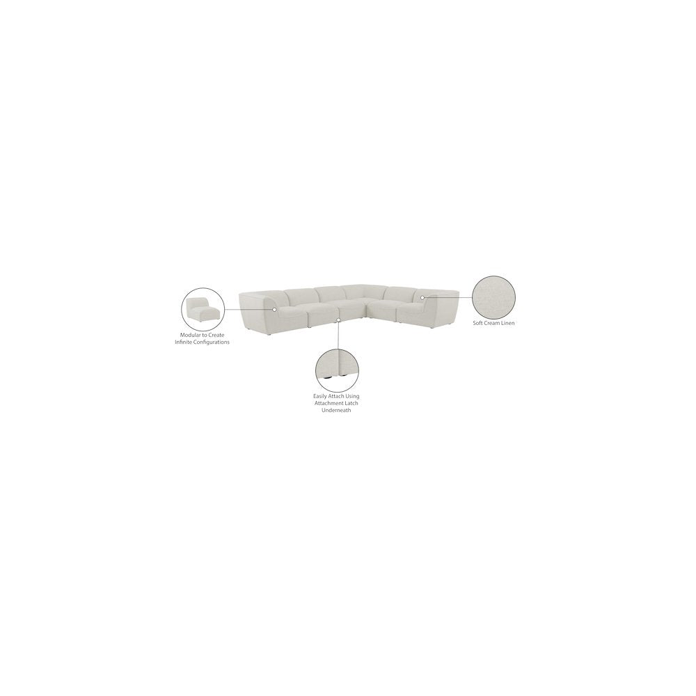 Miramar Cream Durable Linen Textured Modular Sectional