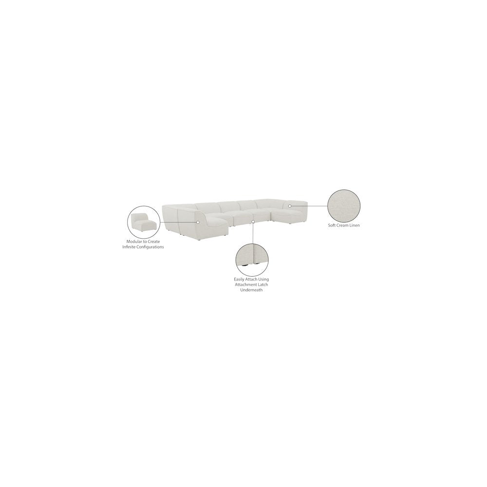 Miramar Cream Durable Linen Textured Modular Sectional