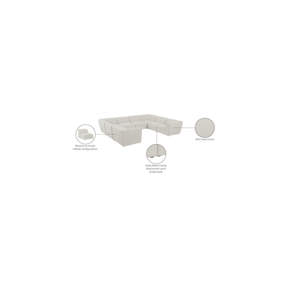 Miramar Cream Durable Linen Textured Modular Sectional