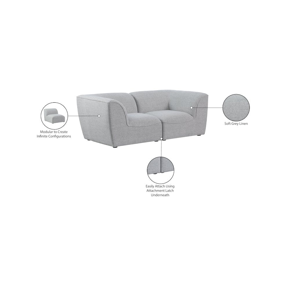 Miramar Grey Durable Linen Textured Modular Sofa