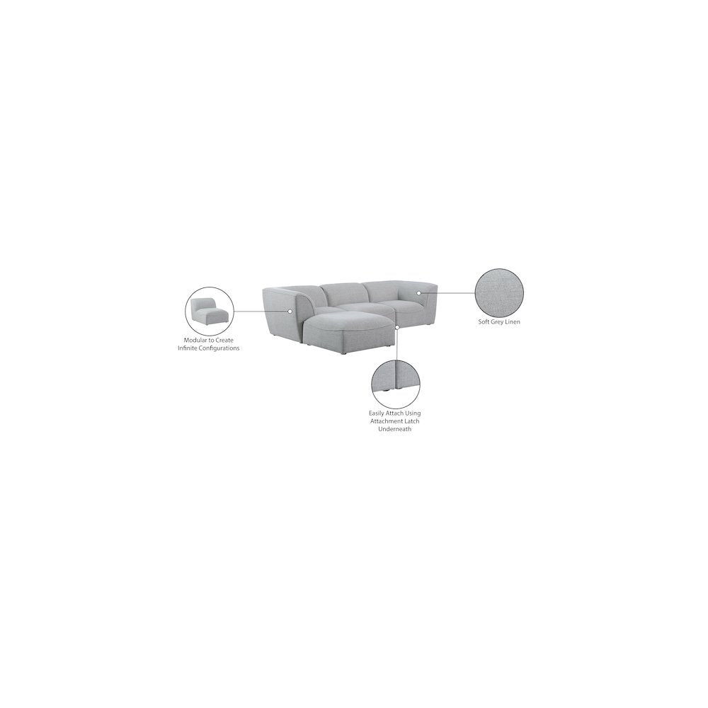 Miramar Grey Durable Linen Textured Modular Sectional