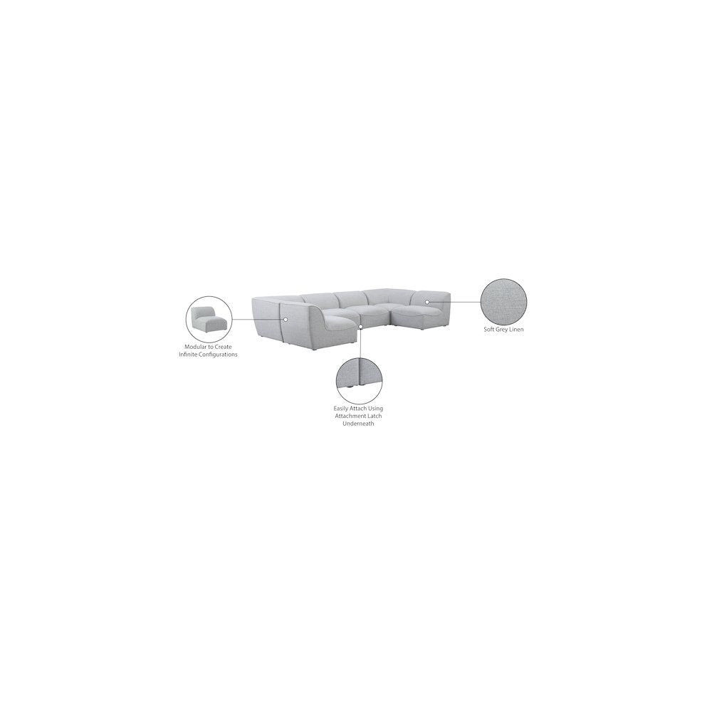 Miramar Grey Durable Linen Textured Modular Sectional
