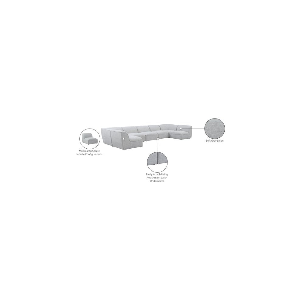 Miramar Grey Durable Linen Textured Modular Sectional
