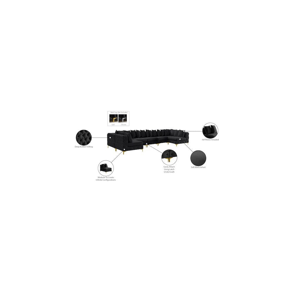 Tremblay Black Velvet Modular Sectional