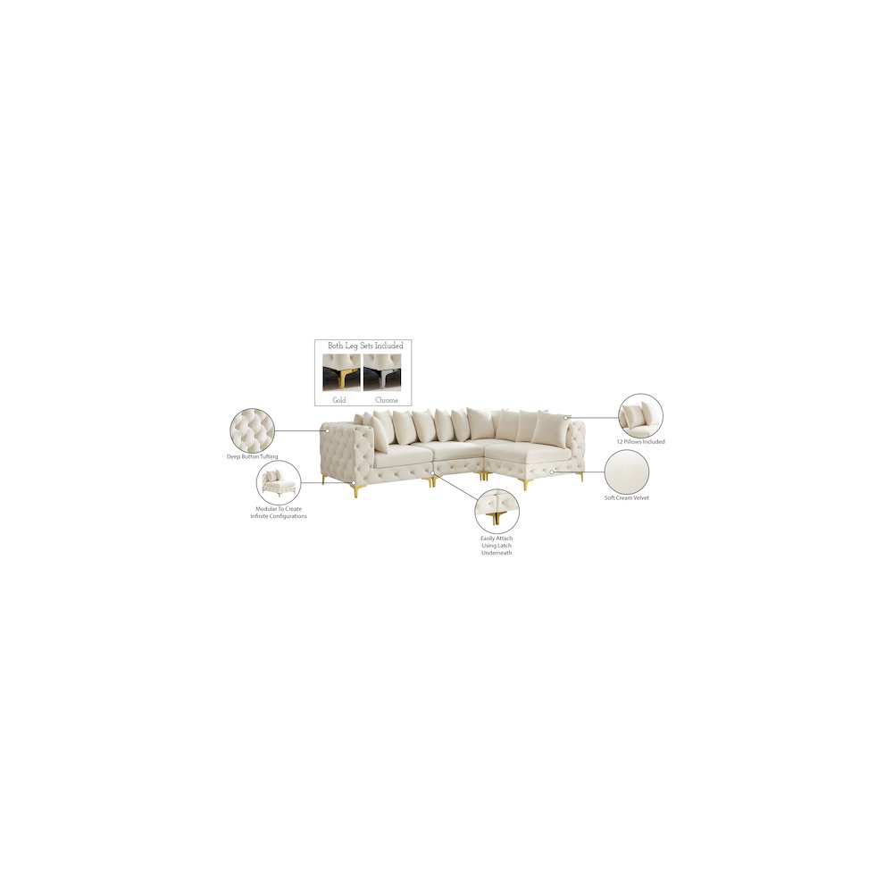 Tremblay Cream Velvet Modular Sectional