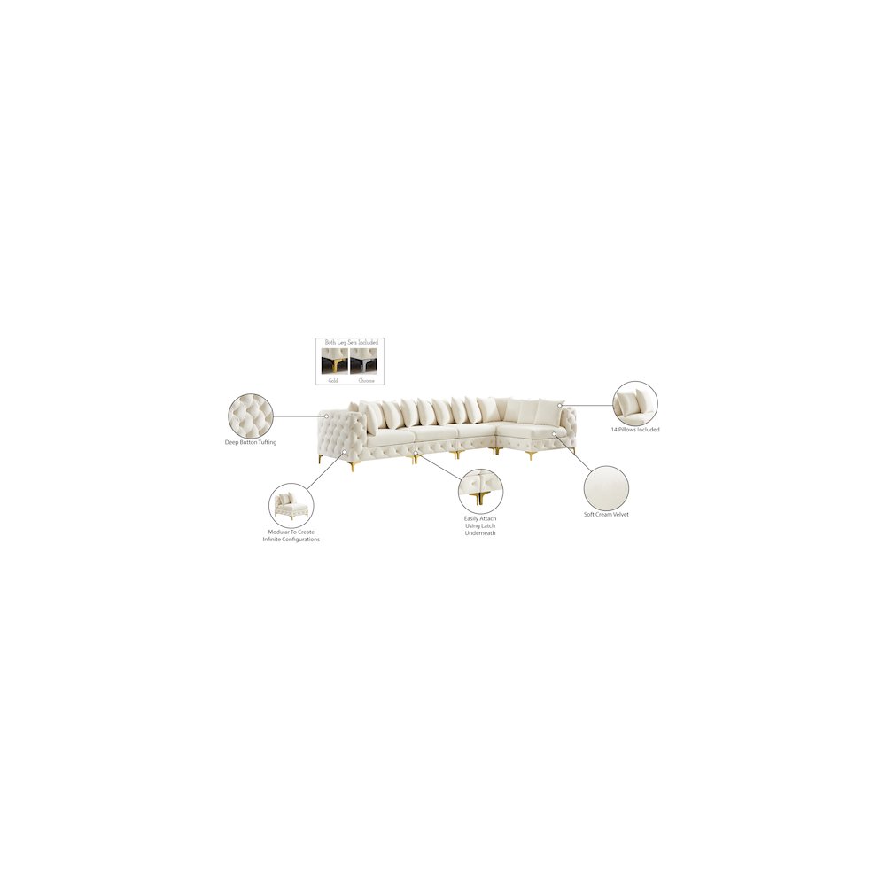 Tremblay Cream Velvet Modular Sectional